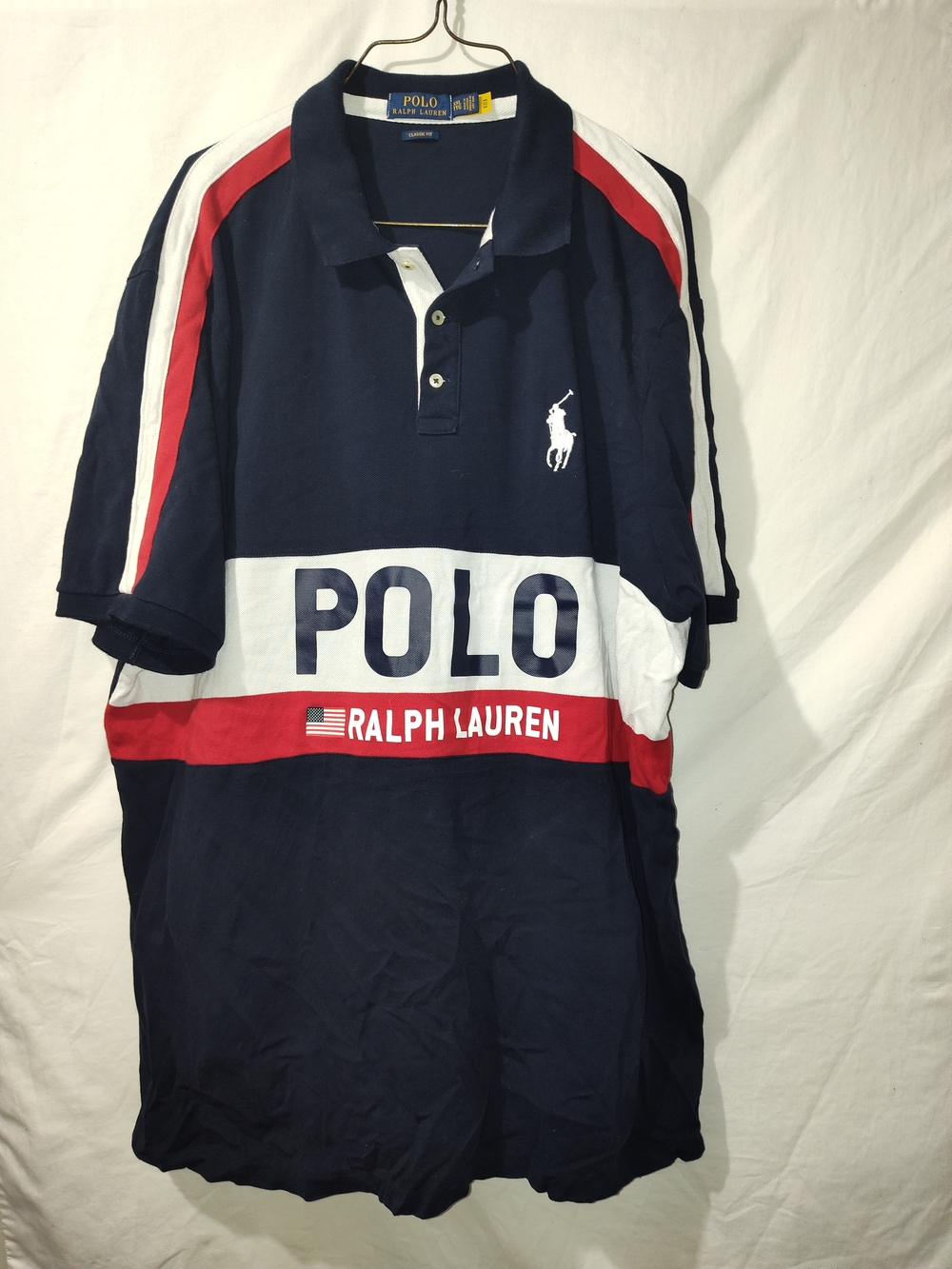 Polo by Ralph Lauren Navy White Red Striped Rugby Polo